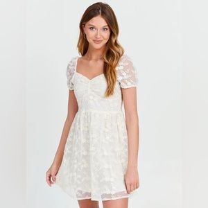 Off White Lace Mini Dress